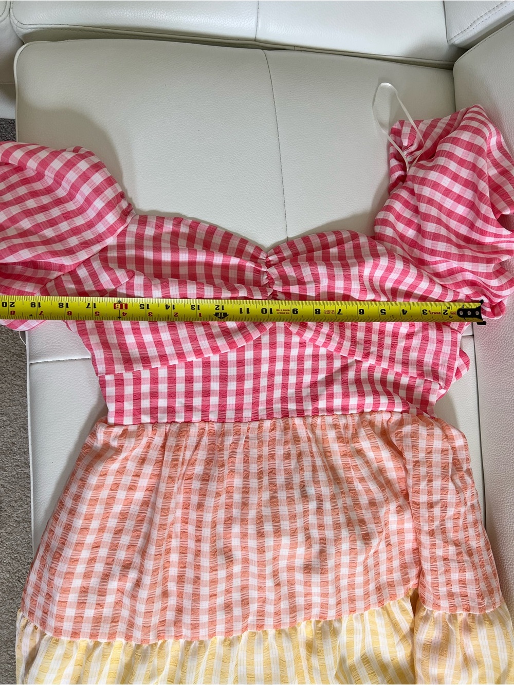 NWT English Factory Gingham Tiered Maxi Dress - Peach, Yellow, Aqua, Green - Picture 6 of 7
